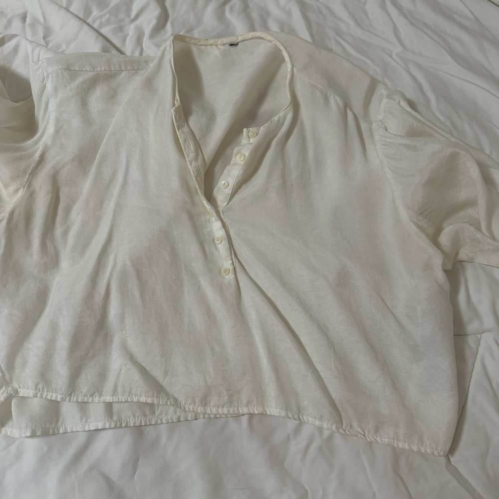 Women's Cream Button-Up Blouse